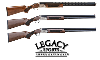 Three shotguns and Legacy Sports logo